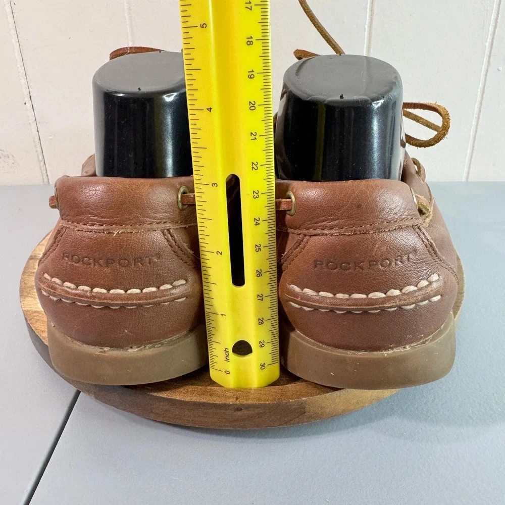 Rockport Mens Brown Leather Genuine Handsewn Boat Shoes Size 9 M Casual Travel